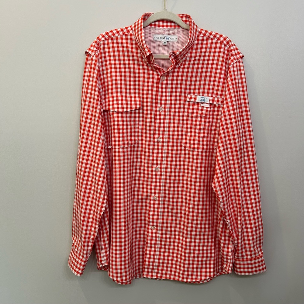 Bald Head Blues Shirt Long Sleeve Vented PGG Style Gingham Checked Size XL